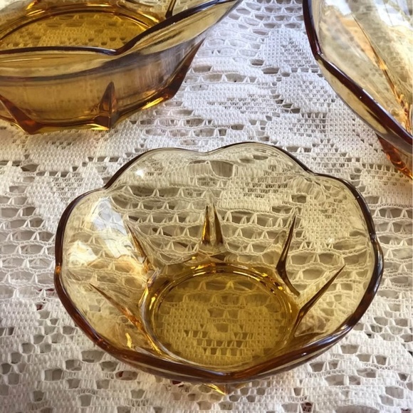 Honey Gold Amber Glass Chip & Dip Bowls Swedish Mid Century MCM
2 8x3”, 1 4x2” - Picture 3 of 9